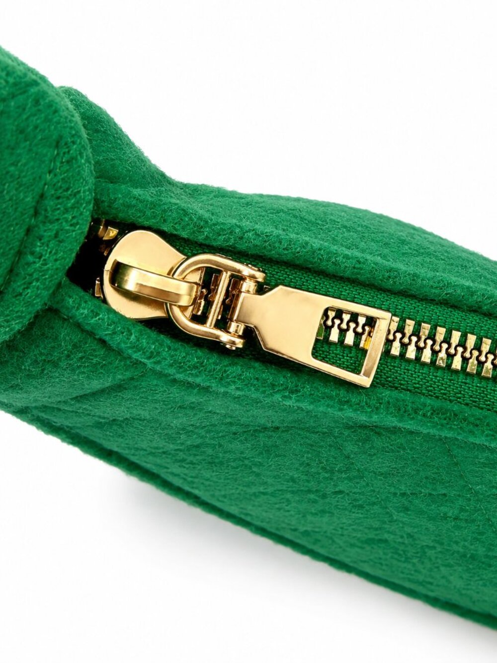 Emerald Green Croc Embossed Felt Crescent Shoulder Bag Gold Hardware NEW - Picture 4 of 8
